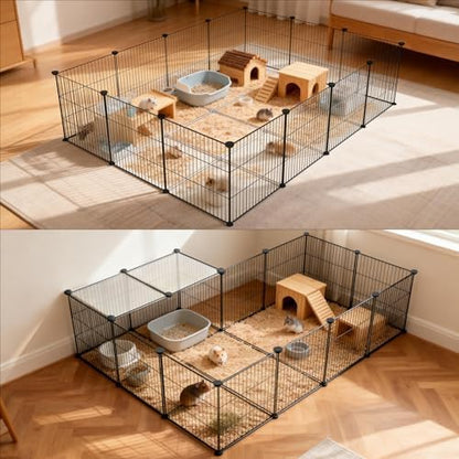 Indoor DIY Rabbit Playpen, 28-Panel Expandable Small Animal Fence