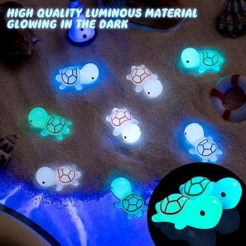 150PCS Luminous Mini Resin Sea Turtle Figurines Cute Tiny Turtles for Micro