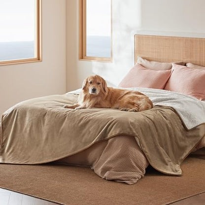 Bedsure Waterproof Blanket for Bed Soft Sherpa Fleece Throw,Queen 90x86
