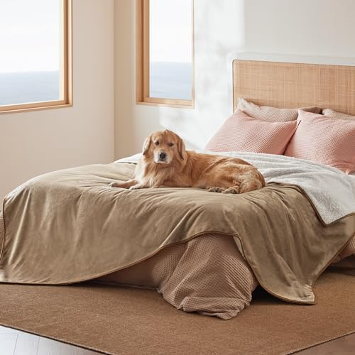 Bedsure Waterproof Blanket for Bed Soft Sherpa Fleece Throw,Queen 90x86