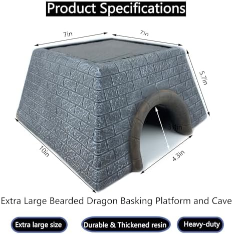 Large Bearded Dragon Basking Platform Oversize Reptile Hide Cave Natural Rock Resin Lizard Hideout for Bearded Dragon Lizards Ball Python Snakes Turtle Large Reptiles
