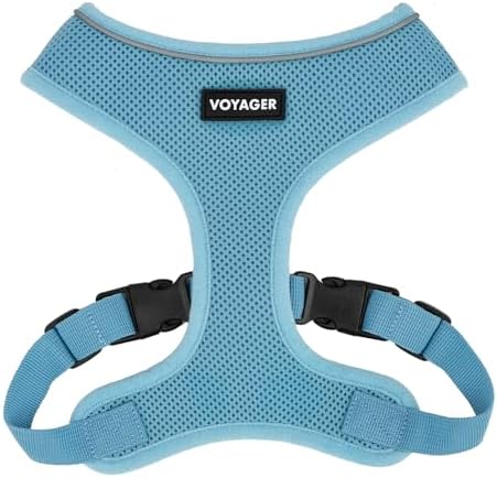 Best Pet Supplies Voyager Aerolite Over the Head Dog Harness, No Pull Breathable Air Mesh Vest, Quick Dry with Reflective Stitching, Adjustable Escape Resistant Harness - Blue, Small