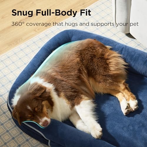 Bedsure 360°Oval Bolster Orthopedic Dog Bed Medium Size Dog,30" Blue