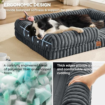 ChiXnuggle Faux Fur Orthopedic Dog Bolster Bed, Waterproof Washable Cover