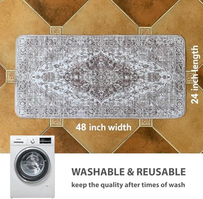 nunubaby Washable Pee Pads for Dogs, Stylish, Non-Slip and Leak-Proof Pee Pads. Reusable Potty Pads for Dogs for Crates and Floors.(Brown/Geo,24" x48" )