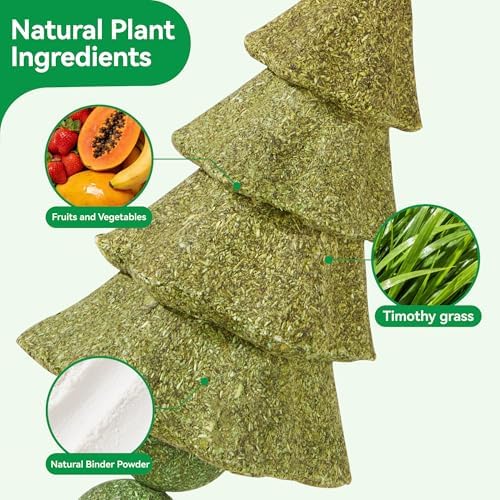 2 Pack Rabbit Chew Toys Bunny Treats, Prevent Teeth Overgrowth, Chew Toys for Guinea Pig/Hamster, Made with Timothy Hay & Vegetables for Rodent Pets, Small Animal Toys