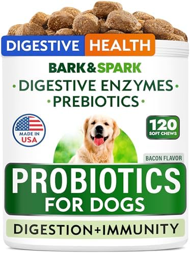 BARK&SPARK Dog Probiotics 120 Chews for Digestive Health w/Enzymes & Fiber