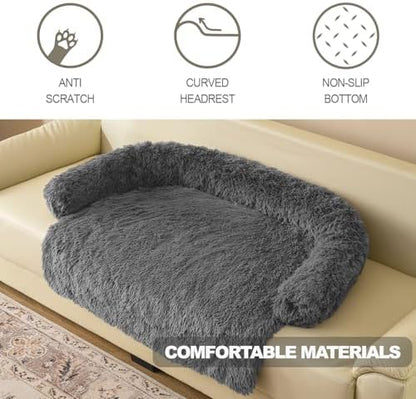 Calming Dogs/Cats Bed Mats, Dog Pad Washable Removable Couch Cover, Plush Long Fur Mat for Pets, Waterproof, Perfect for Small, Medium and Large Dogs and Cats (Beige, 59"x39"x 6.0")
