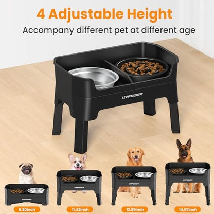 URPOWER Mess Proof Elevated Dog Bowls Double Deck Slow Feeder