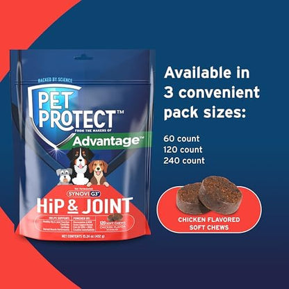 Pet Protect Hip & Joint Supplement for Dogs, Chicken Flavor 120ct