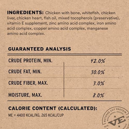 Vital Essentials Freeze Dried Cat Food, Chicken & Whitefish Nibs, 12 oz Bag