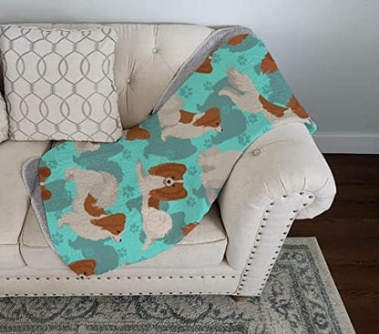 Caroline's Treasures MLM1043LQB Red and White Papillon Quilted Blanket 50x60 Artwork Pattern Quilted Throw Blanket for Bed, Couch, Sofa, Soft and Lightweight