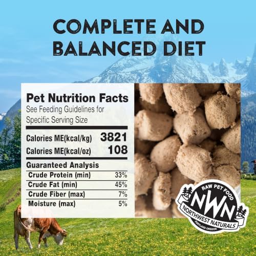 Northwest Naturals Freeze-Dried Beef & Trout Cat & Kitten Food, Bite-Sized Nibbles, Healthy, Limited, Human-Grade Ingredients, All-Natural, High-Protein Raw Diet, Complete & Balanced, Grain-Free 11 oz