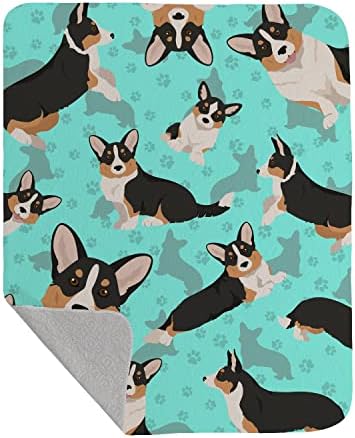 Caroline's Treasures MLM1026LQB Tricolor Cardigan Corgi Quilted Blanket 50x60 Artwork Pattern Quilted Throw Blanket for Bed, Couch, Sofa, Soft and Lightweight
