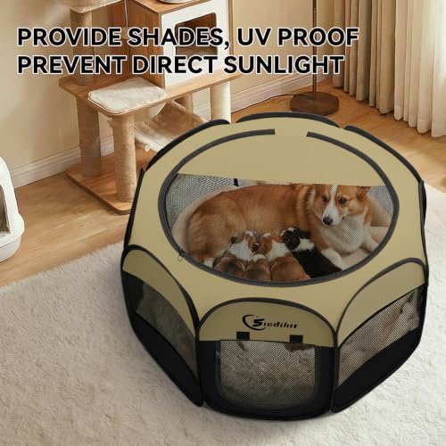 Siedihit Dog Cat Playpen, Medium Puppy Pet Playpen, Dog Crate Tent Cage