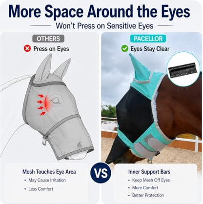 Horse Fly Mask for Horses with Ears and Nose Cover