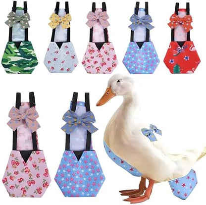 2 Pack Chicken Diapers for Hens, Roosters, Diapers for Ducks, Ducklings, Reusable Pet Diaper with Bow Ties Waterproof Poultry Nappies Pet Clothes for Geese Pet Ducks-Pink&Star,S