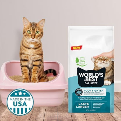 World's Best Cat Litter, Poop Fighter, Urine & Poop Odor Defense, 32 lb Bag