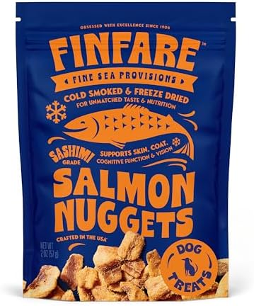 Finfare Freeze Dried Salmon Treats for Dogs, 2oz Nuggets