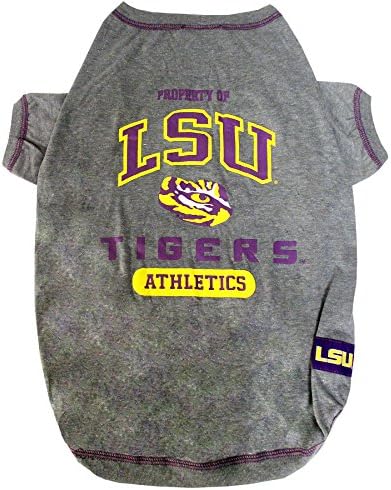 Pets First Collegiate LSU TIGERS Dog T-Shirt, Large. - Licensed Shirt for Pets Team Colored with Team Logos.- Premium Stretchable Materials for the Comfrot of your Dog & Cat.
