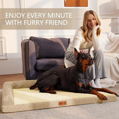 Patas Lague Orthopedic Large Dog Bed Washable Pet Sofa Bed 48''X30''Beige