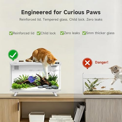 M1 5.3 Gallon Smart Fish Tank, App-Controlled Betta Aquarium Starter Kit