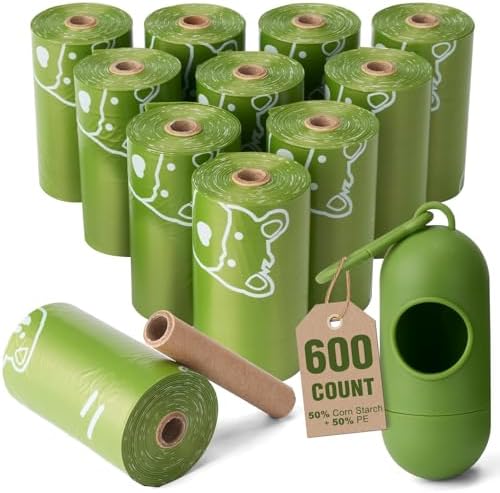 IUI Dog Poop Bags, 600 Count, Lavender Scented, with Dispenser, 30 Rolls