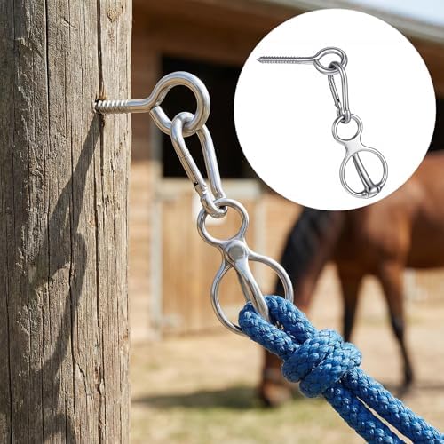 2 Sets Horse Tie Ring, Stainless Steel Magnetic Tie Ring for Horses, Safe Horse Training Equipment with Eye Bolt & Quick Snap, Horses Tack Supplies for Stables, Trailers, Fences