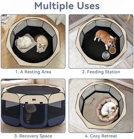 A 4 Pet 50.39-in Dog Playpen, Small Dogs & Puppies, Blue+Beige