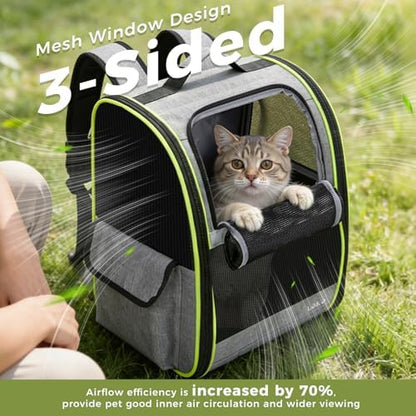 Lekereise Cat Backpack Carriers, Dog Carrier Backpacks with Breathable Mesh for Small Medium Cats Dogs Puppy Up to 18 Lbs, Pet Foldable Carrying Backpack Ventilated for Travel Hiking Collapsible