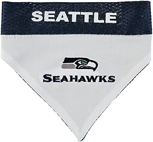 Pets First NFL DOG BANDANA - SEATTLE SEAHAWKS REVERSIBLE PET BANDANA. 2 Sided Sports Bandana with a PREMIUM Embroidery TEAM LOGO, Large/X-Large. - 2 Sizes & 32 NFL Teams available