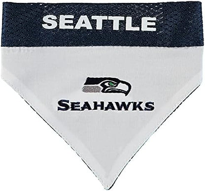 Pets First NFL DOG BANDANA - SEATTLE SEAHAWKS REVERSIBLE PET BANDANA. 2 Sided Sports Bandana with a PREMIUM Embroidery TEAM LOGO, Large/X-Large. - 2 Sizes & 32 NFL Teams available