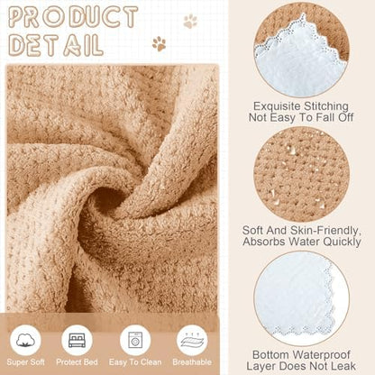 VitalCozy 10Pcs Guinea Pig Cage Liner Washable, Grid, 18x24 Inch, Coffee