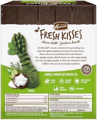 Merrick Fresh Kisses Natural Dental Chews Infused With Coconut And Botanical Oils For Small Dogs 15-25 Lbs - 36 ct. Box