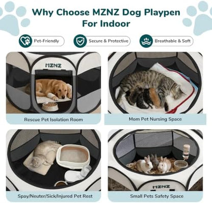 Dog Playpen, Portable Puppy Pet Crate Indoors for Small/Medium/Large Dogs Cats Rabbits, Foldable Dog Cage Enclosure for Outdoor, Pop Up Dogs Tent Kennel with Carrying Case, Light Grey