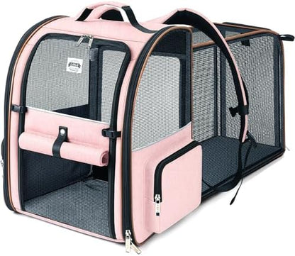 Large Cat Backpack Carrier Expandable Foldable Pet Carrier Backpack for Small Dogs Puppy Medium Cats Fit Up to 18 Lbs for Travel, Hiking,Pink