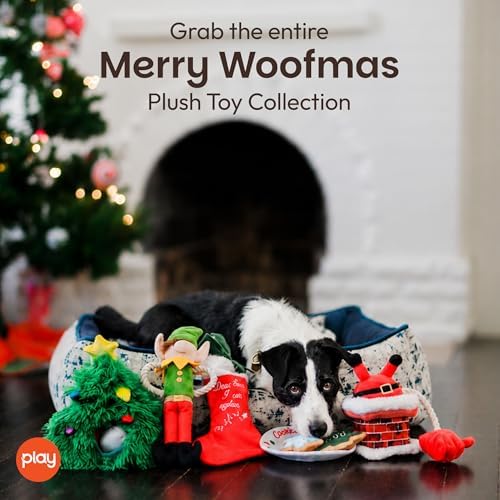 P.L.A.Y. Cute Plush Dog Toys - Merry Woofmas Christmas Themed Durable Squeaker Chew Toy, Great for Puppies & Small, Medium, Large Dog Breeds - Machine Washable, Recycled Materials (Good Dog Stocking)