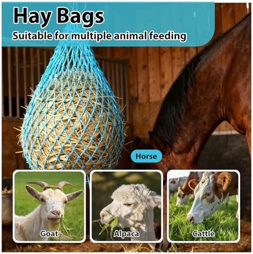2 Pcs Hay Nets for Horses Slow Feed,40'' Horses Hay Nets,Blue