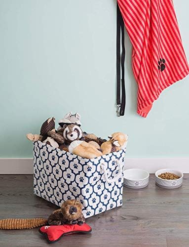 Bone Dry Pet Storage Collection Lattice Paw Print, Small Rectangle, White/Navy