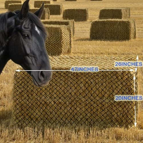 Slow Feed Hay Net,Square Bales Hay Net for Horses,HDPE Ropes,47x25x17"