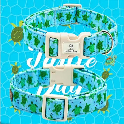 Lionheart glory Dog Collar Blue Sea Turtles Dogs Collar Spring Summer Cute Collars Dog Boy or Girl Soft Durable Adjustable Dog Collars for Small Dogs Pet Gift