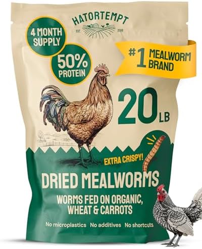 Hatortempt 20lb Dried Mealworms for Chickens & Wild Birds, Chicken Feed