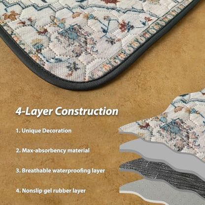 nunubaby 4PACK Washable Pee Pads for Dogs, Stylish, Non-Slip and Leak-Proof Pee Pads. Reusable Potty Pads for Dogs for Crates and Floors.(Beige/Floral, 18" x24" )