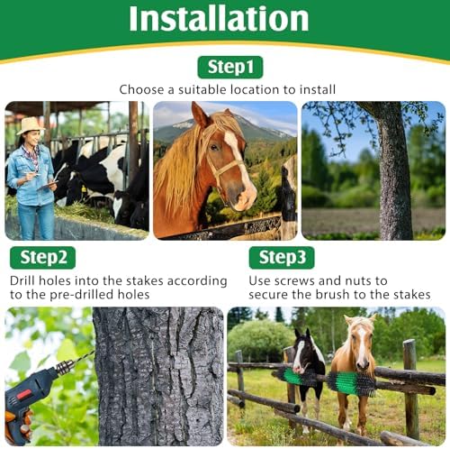 3 Pack Livestock Scratching Brush, Green and Black