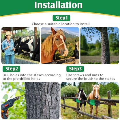 3 Pack Livestock Scratching Brush, Green and Black