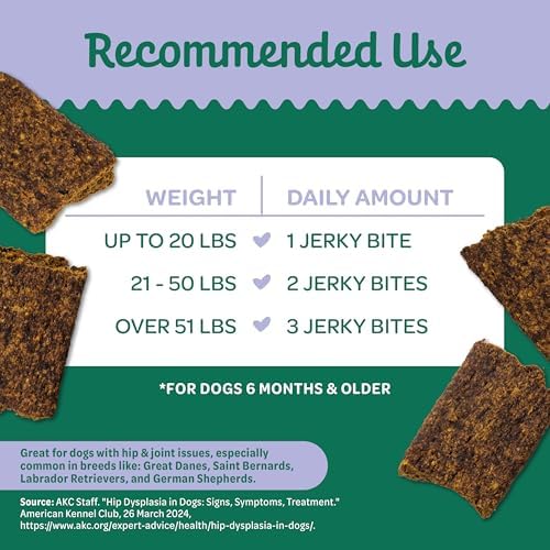 Wholesome Pride Functional Dog Hip & Joint Support Beef Jerky Bites, USA Made Mobility Dog Treats - 8 oz