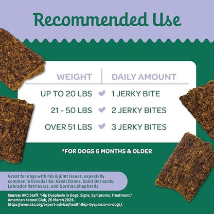 Wholesome Pride Functional Dog Hip & Joint Support Beef Jerky Bites, USA Made Mobility Dog Treats - 8 oz