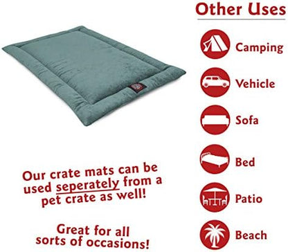 Majestic Pet Dog Crate Mat - Machine Washable Soft Plush Pet Bed Pad for Crates & Kennels | USA Crafted | 42"x26" Villa Azure