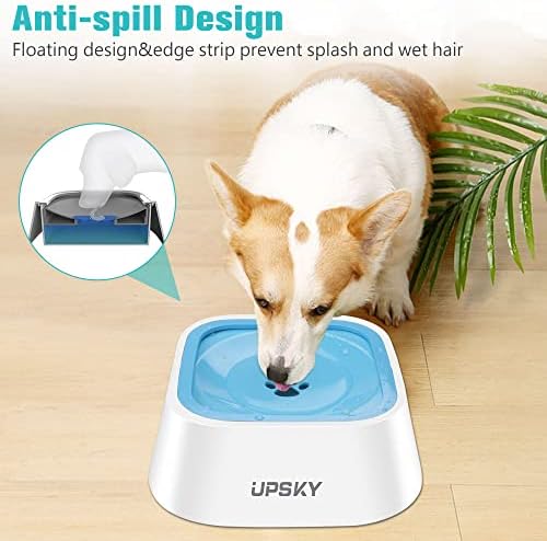 UPSKY 35oz No-Spill Pet Water Bowl, Slow Water Feeder for Dogs and Cats