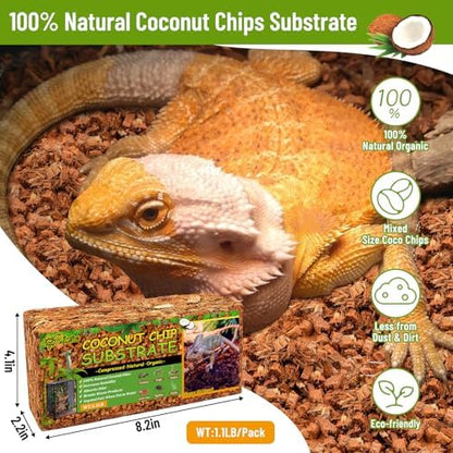 Riare 2Pack Coconut Husk Chip for Reptiles, 2.2 LB Coconut Fiber Substrate